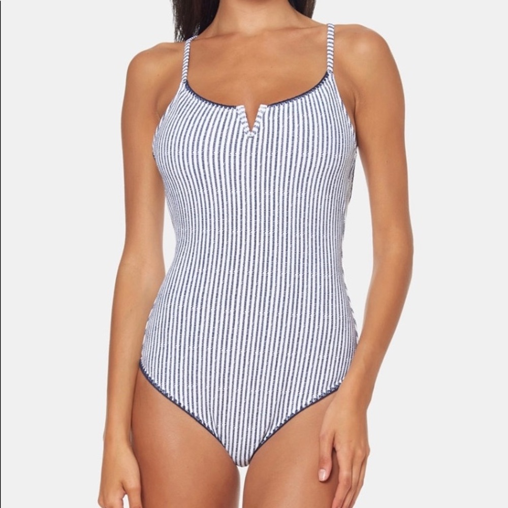 V-wire one-piece swimsuit by Jessica Simpson